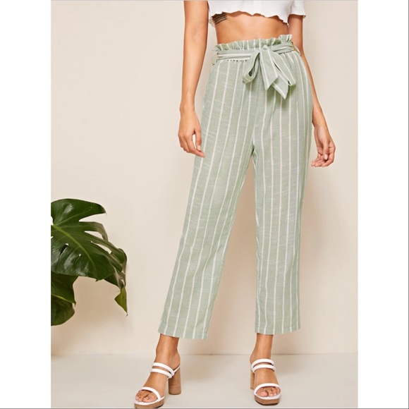 ONLY 1 LARGE LEFT! Paperbag Waist Striped Pants - Picture 3 of 6